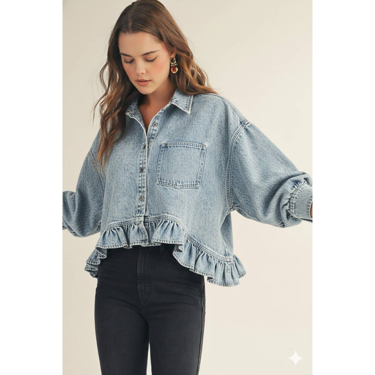 Gianna Denim Ruffled Top