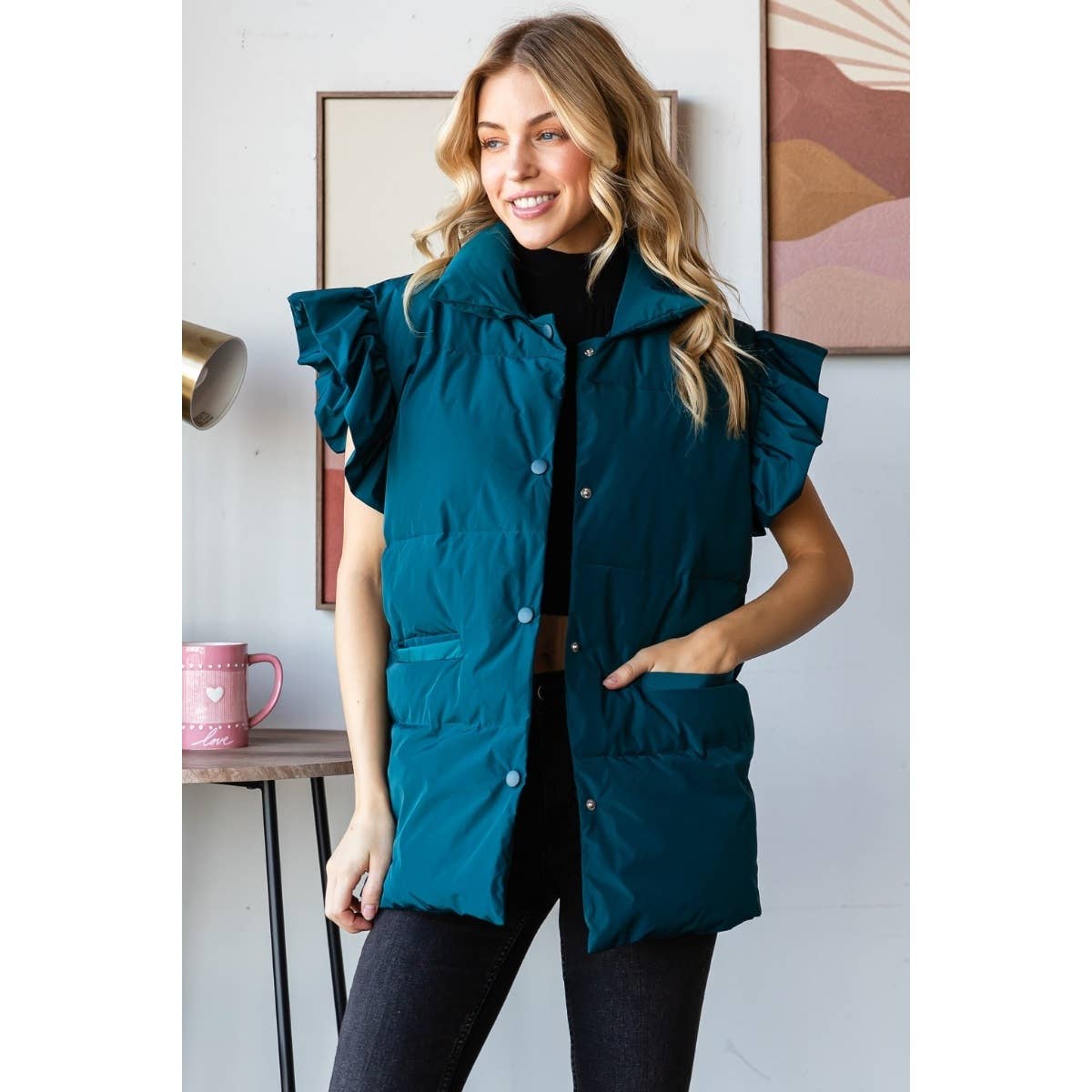 Mare Blu Ruffle Sleeve Vest