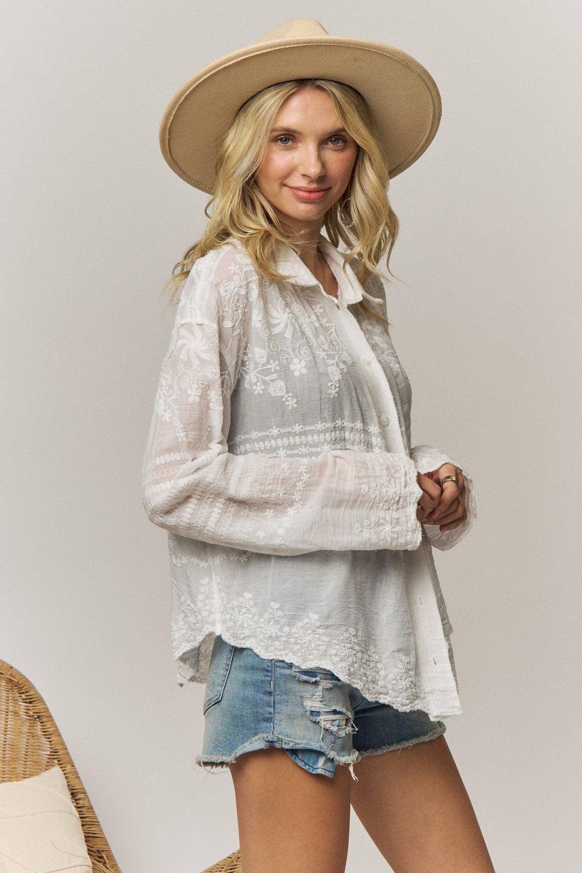 Serene Sheer Button-Down Blouse