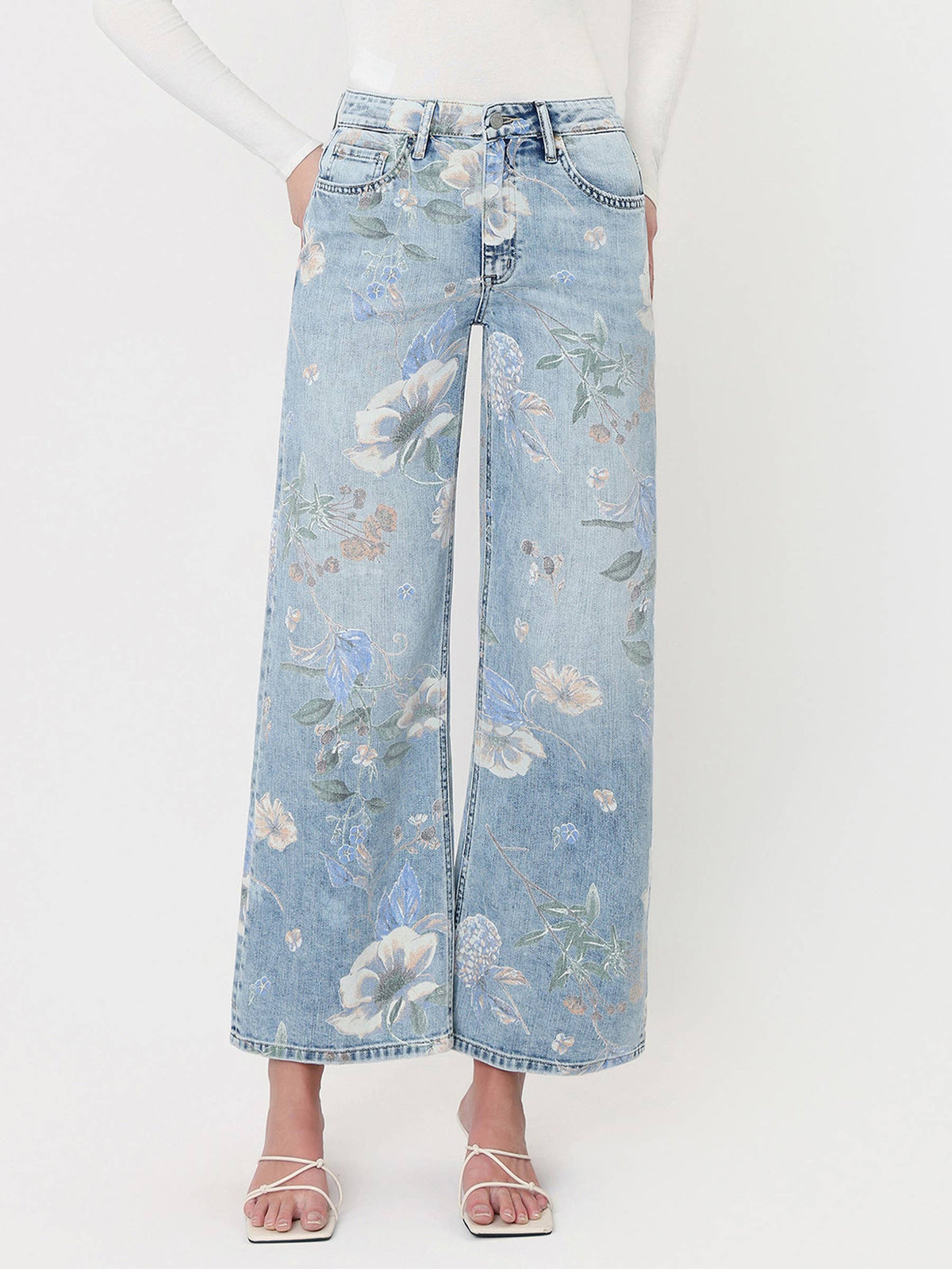 Vervet Super High Rise Floral Vintage Flare Jeans