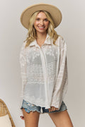 Serene Sheer Button-Down Blouse