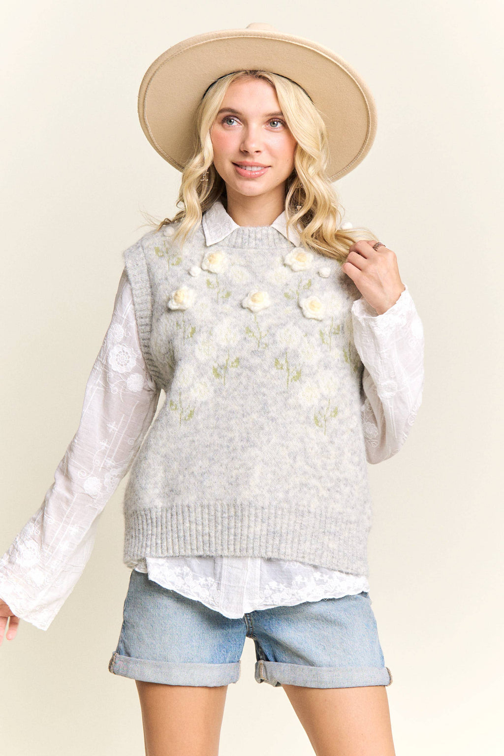 Grazia Knit Floral Sweater Vest