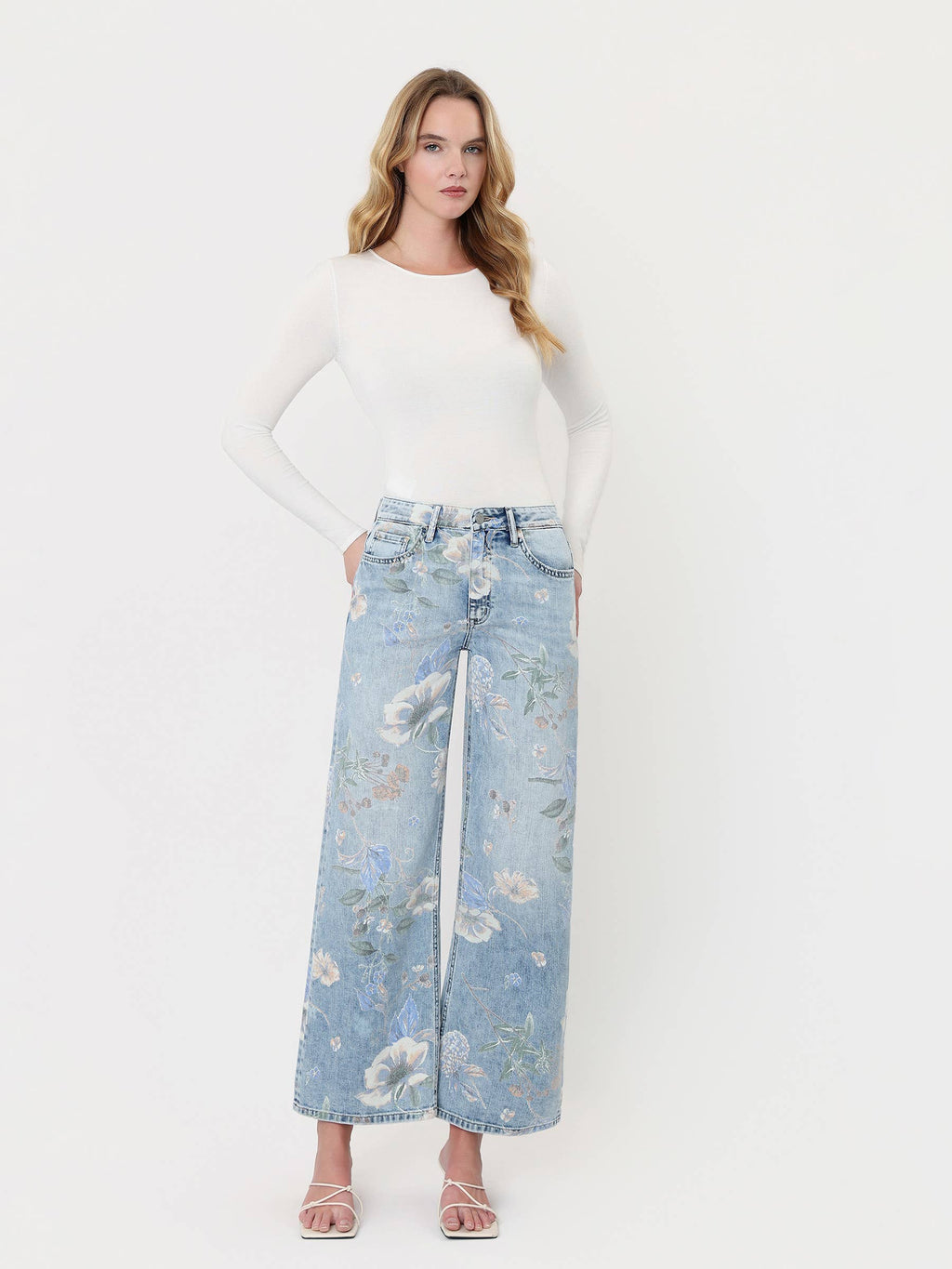 Vervet Super High Rise Floral Vintage Flare Jeans