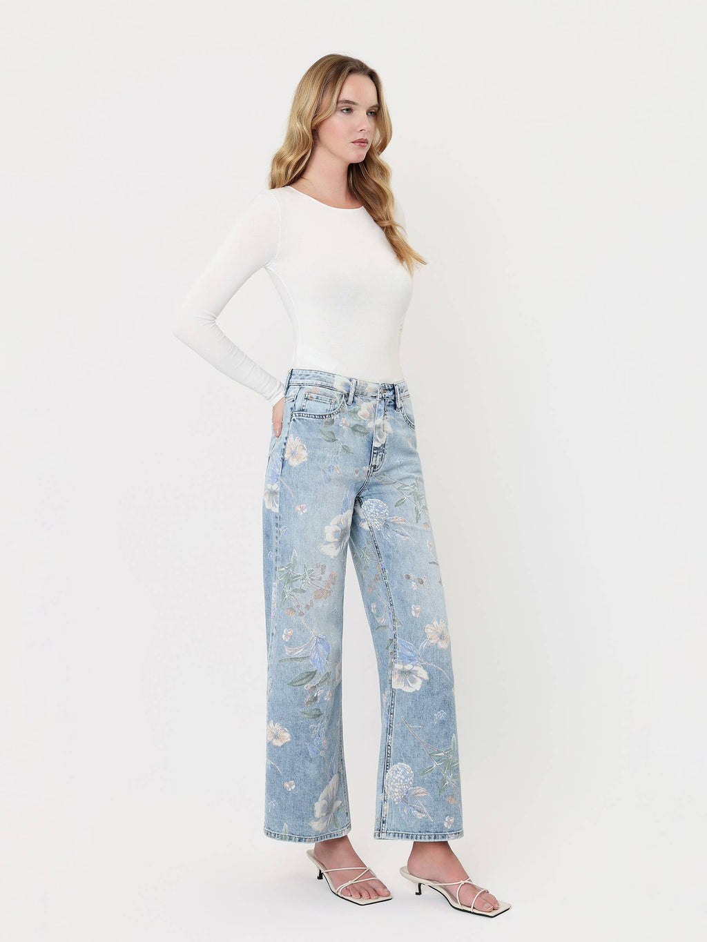Vervet Super High Rise Floral Vintage Flare Jeans