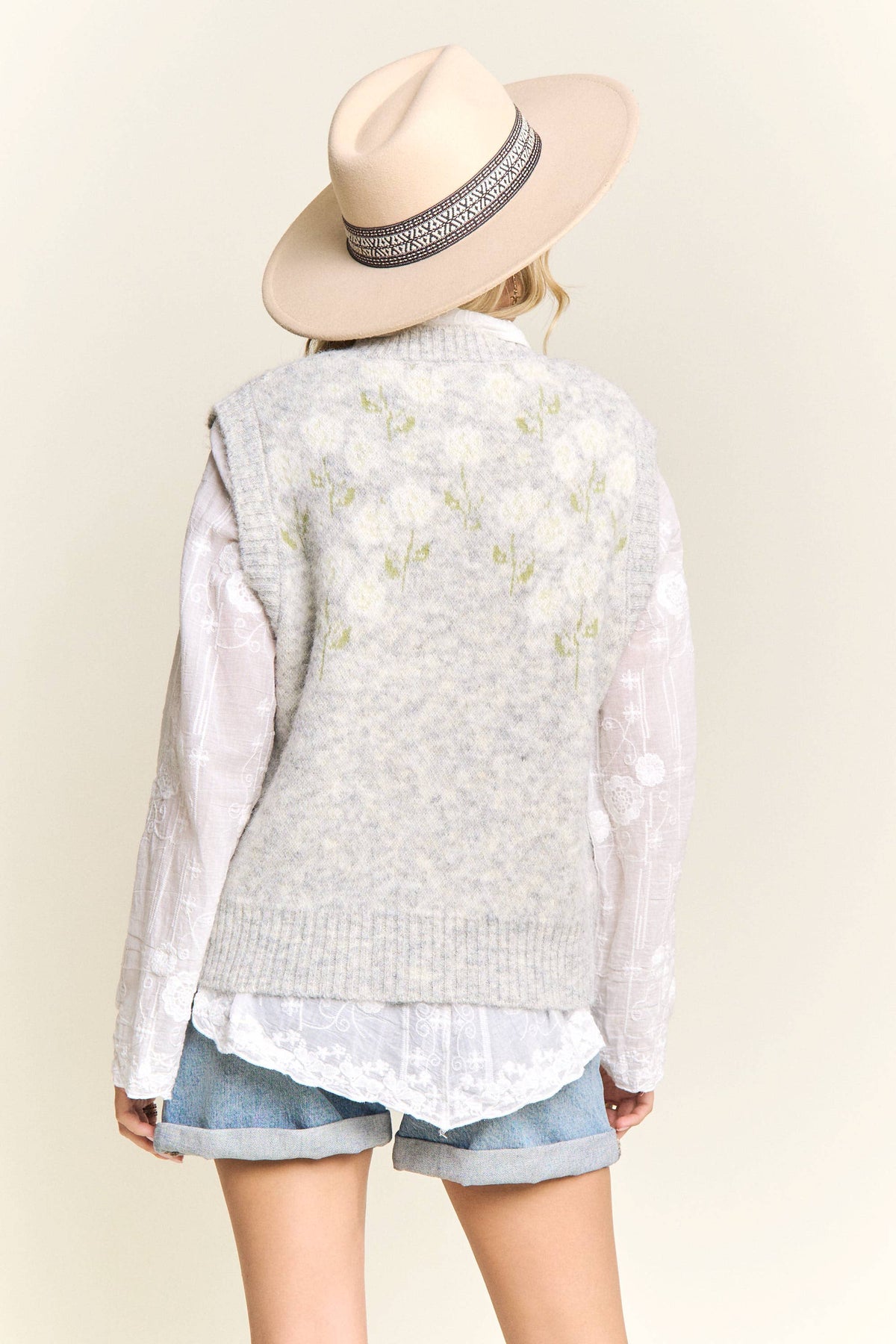 Grazia Knit Floral Sweater Vest