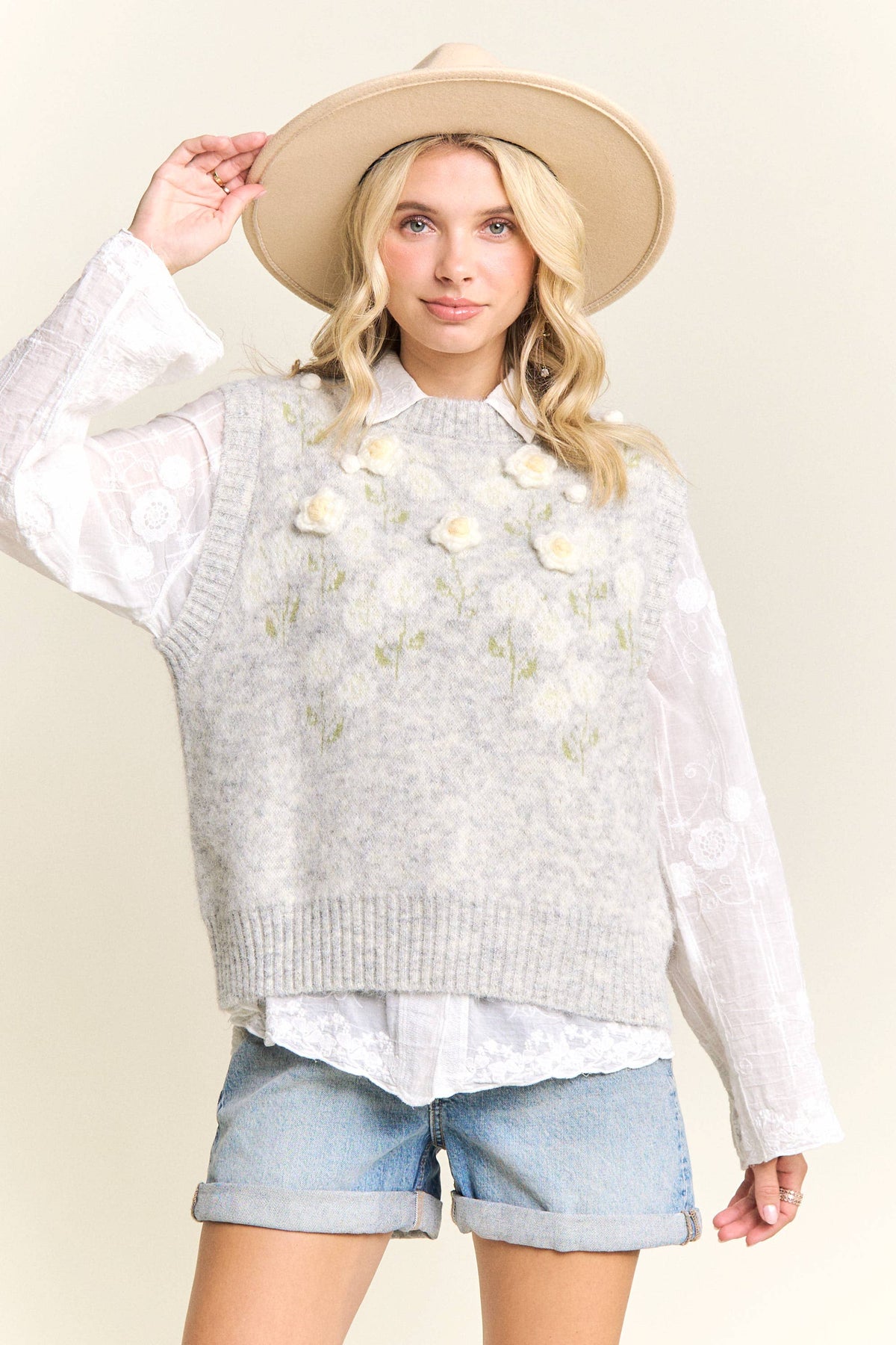 Grazia Knit Floral Sweater Vest