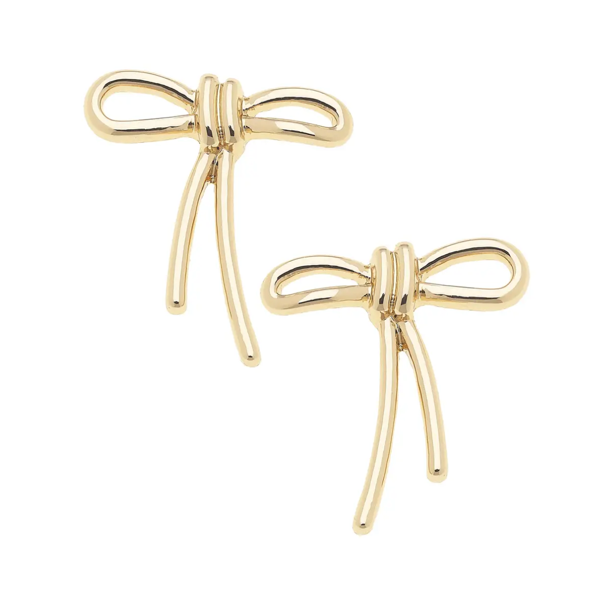 Molly Lopsided Bow Stud Earrings in Shiny Gold