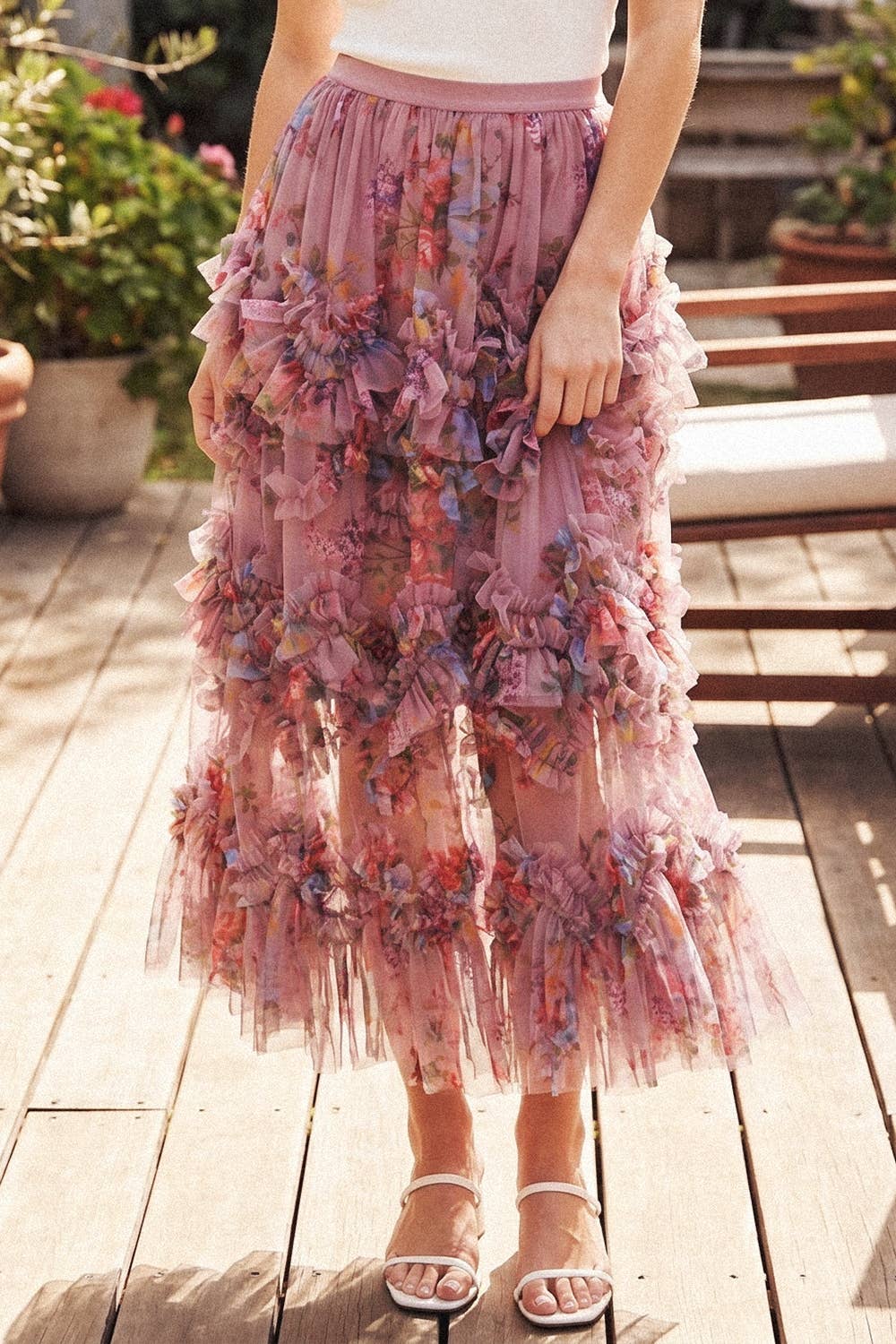 Fiorita Ruffled Midi Skirt - Mauve
